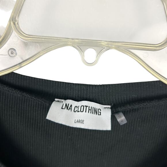 LNA Evereve Harrison Black Double Layer Crew Neck Short Sleeve Tee L - Picture 7 of 8